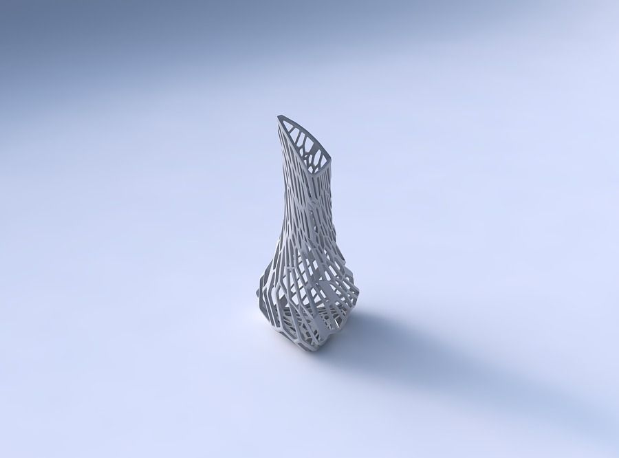 Vase puffy tappered triangle with faceted and twisted organic... 3D print model_3