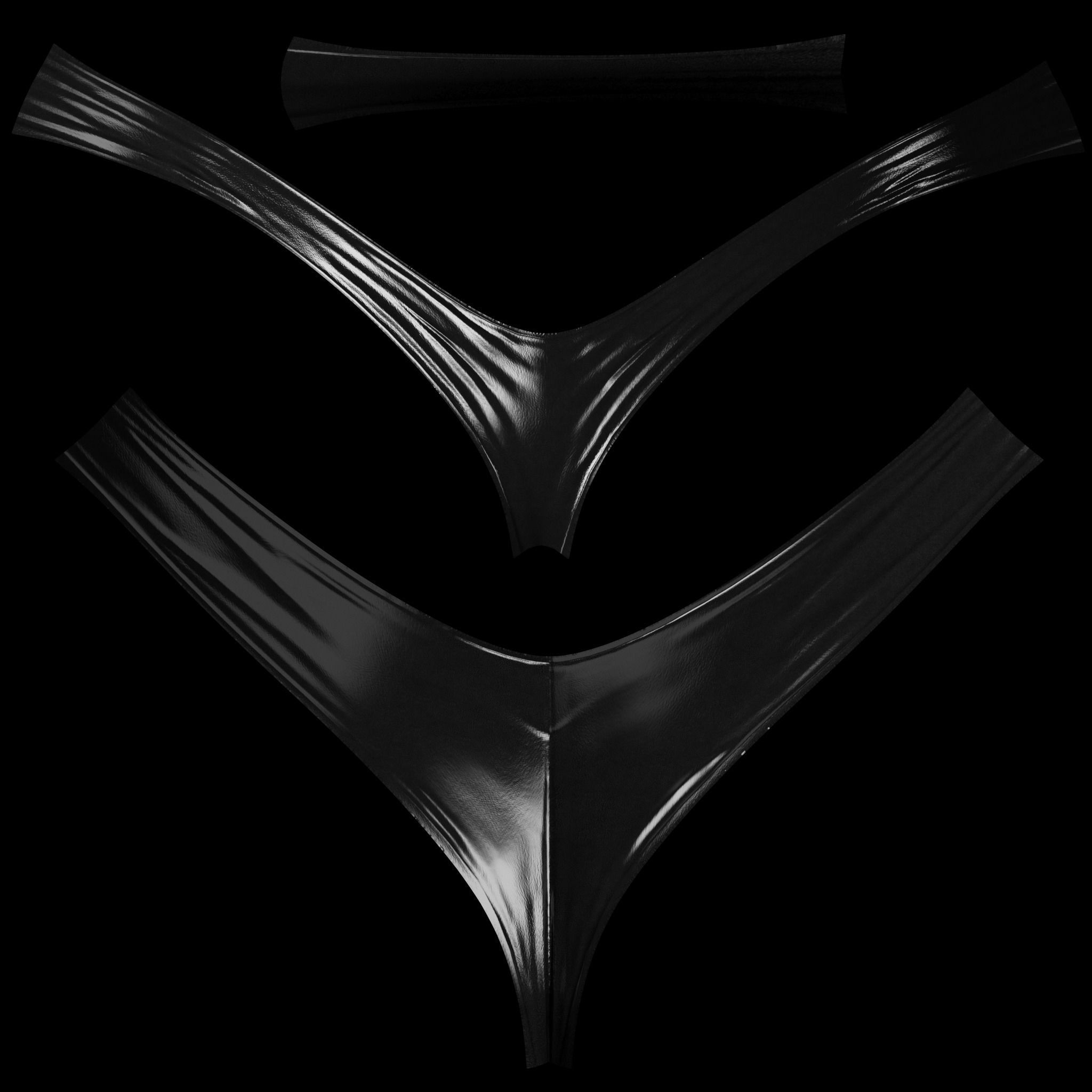 Shiny Leather V Shape Micro Shorts Low-poly 3D model_5