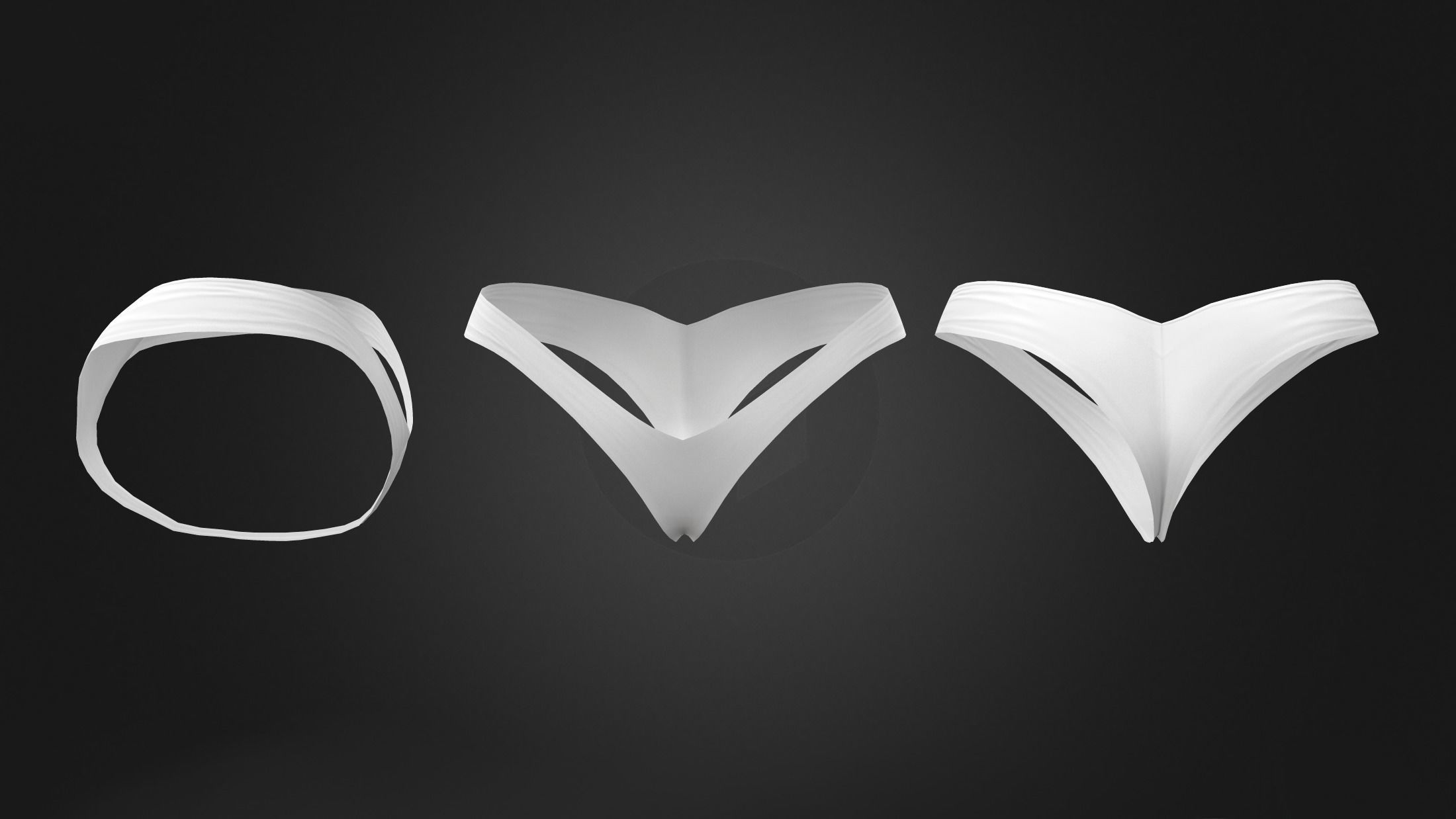 Shiny Leather V Shape Micro Shorts Low-poly 3D model_4