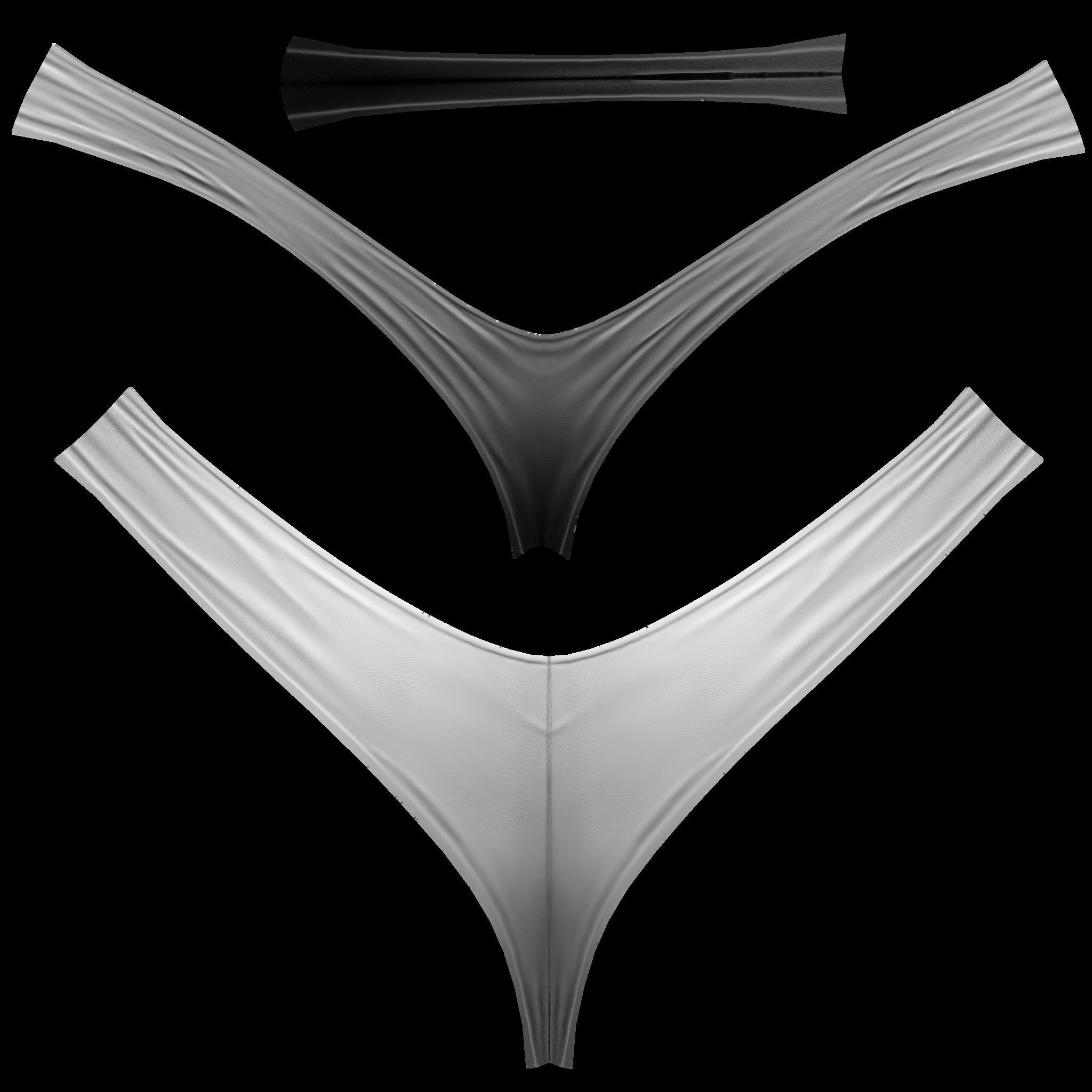 Shiny Leather V Shape Micro Shorts Low-poly 3D model_8