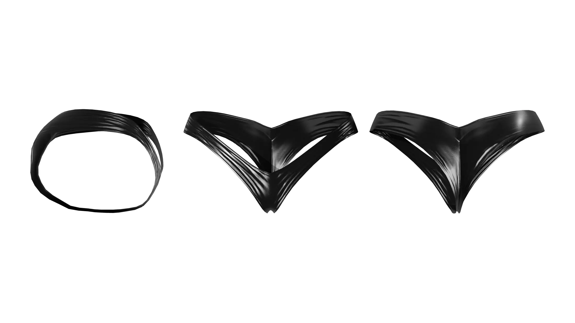 Shiny Leather V Shape Micro Shorts Low-poly 3D model_0