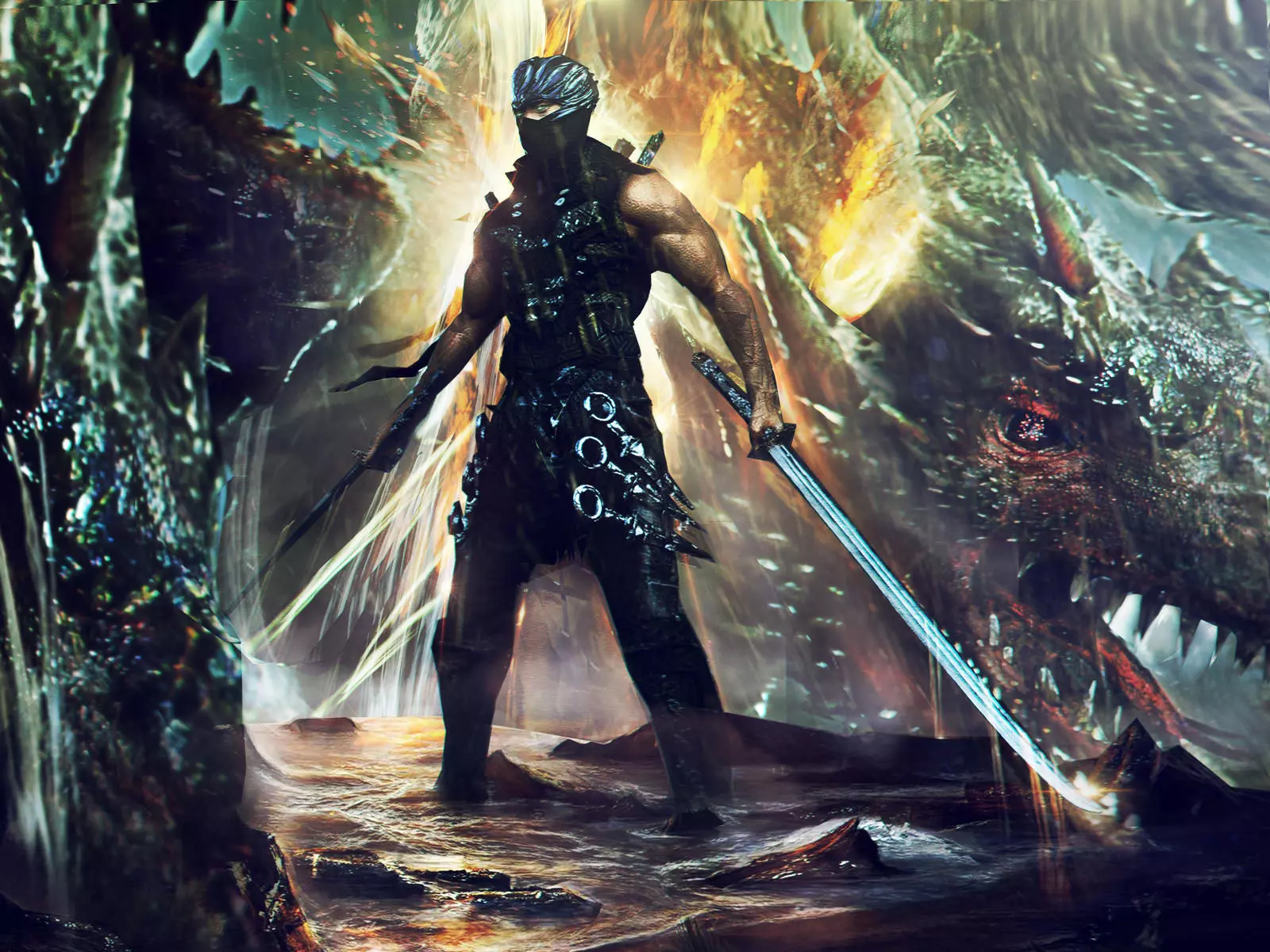 Ninja sword wielding man 3D model_0