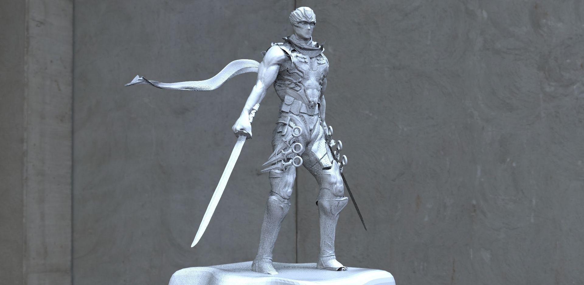 Ninja sword wielding man 3D model_1