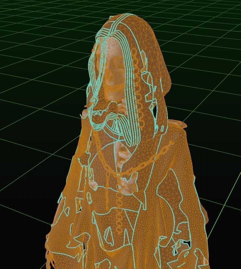 Sceleton in ragged cloth with chains 3D model_9
