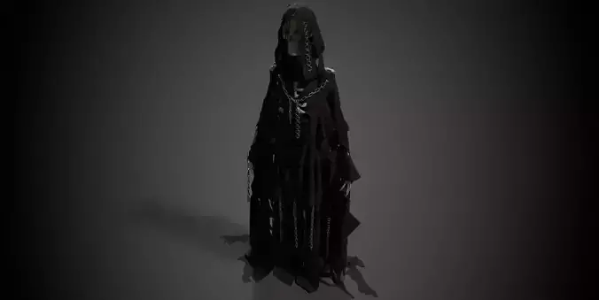 Sceleton in ragged cloth with chains 3D model