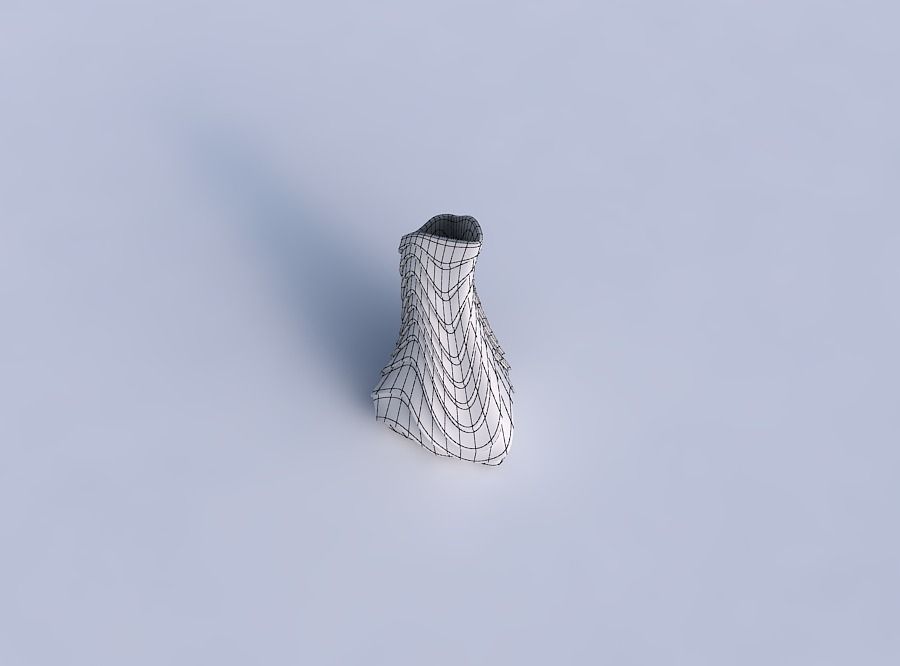 Vase puffy bent triangle with horizontal wavy inverted layers 3D print model_6