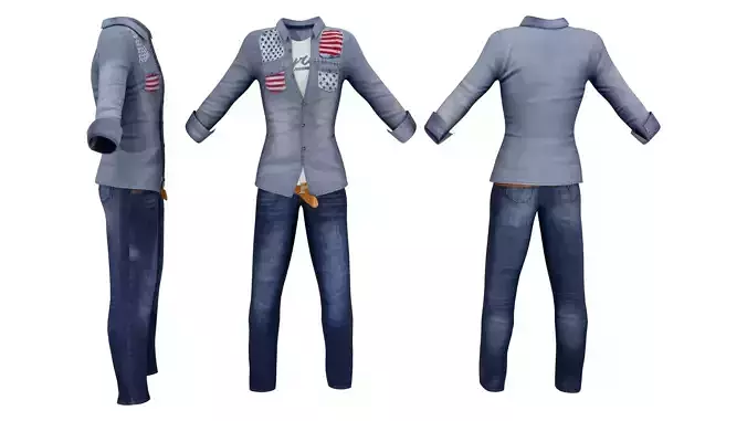 Mens Flag Patchwork Shirt Outfit