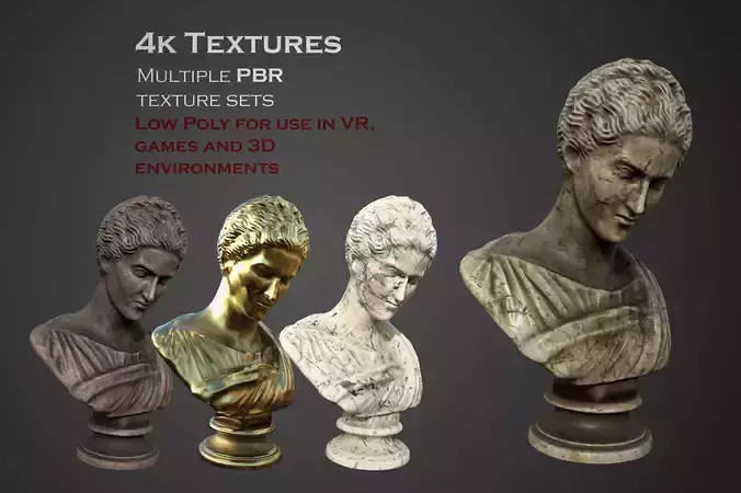 Bust of Artemis  Low-poly 3D model