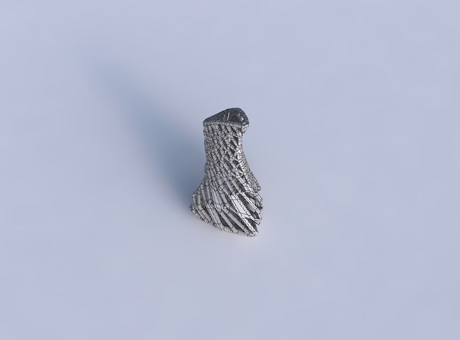 Vase puffy bent triangle with faceted and twisted organic lat... 3D print model_6