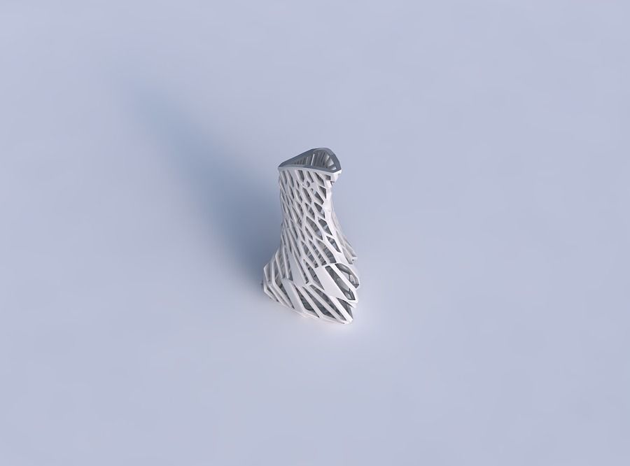 Vase puffy bent triangle with faceted and twisted organic lat... 3D print model_1