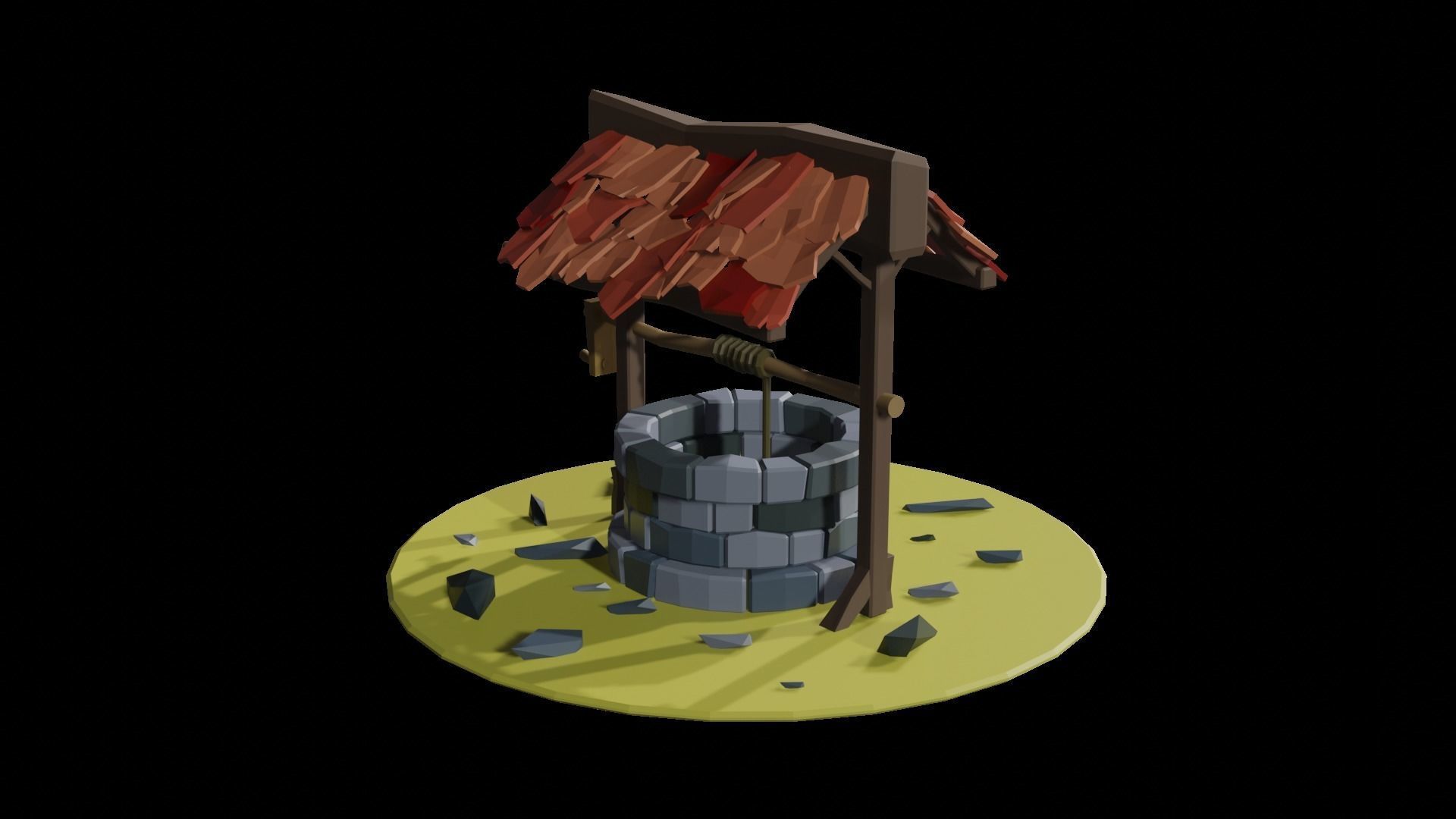 Low Poly Well water Free low-poly 3D model_1