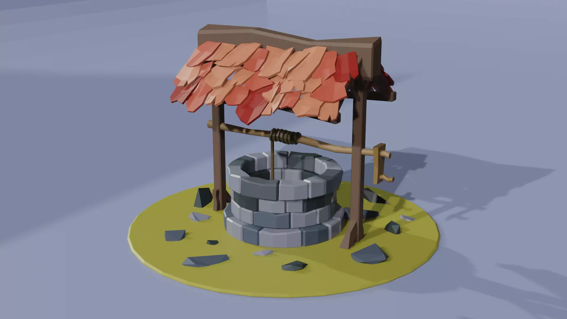 Low Poly Well water Free low-poly 3D model_0