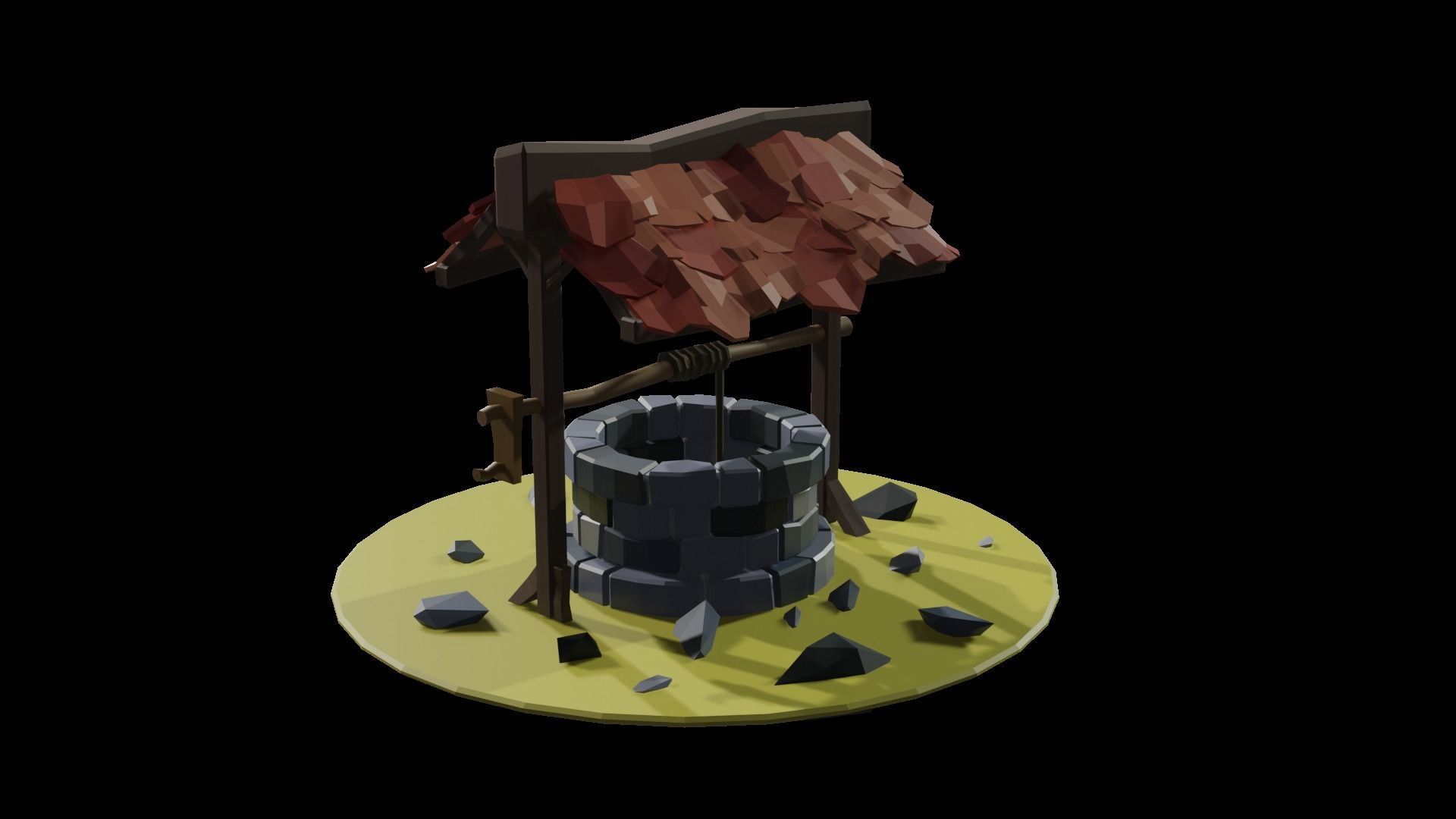 Low Poly Well water Free low-poly 3D model_3