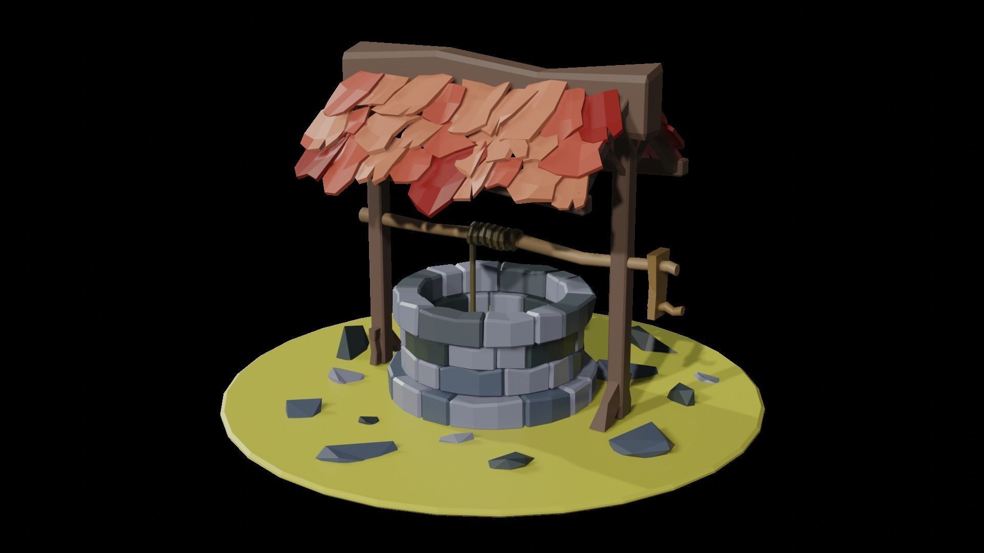 Low Poly Well water Free low-poly 3D model_2
