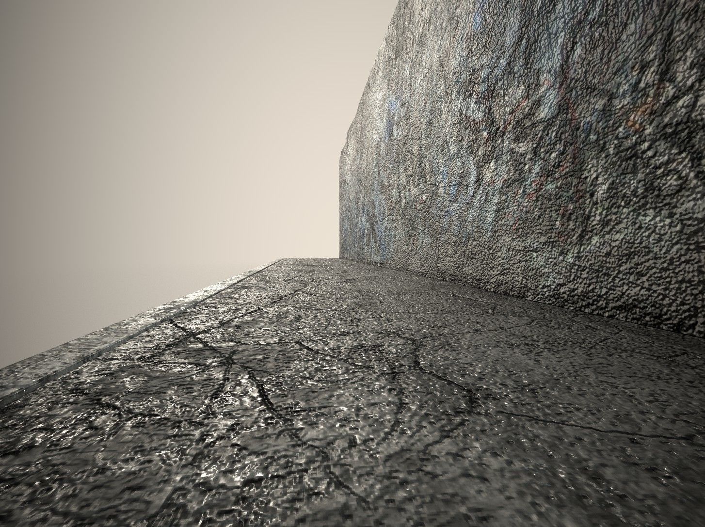 Street Graphity Wall with Sidewalk Low-poly 3D model_4