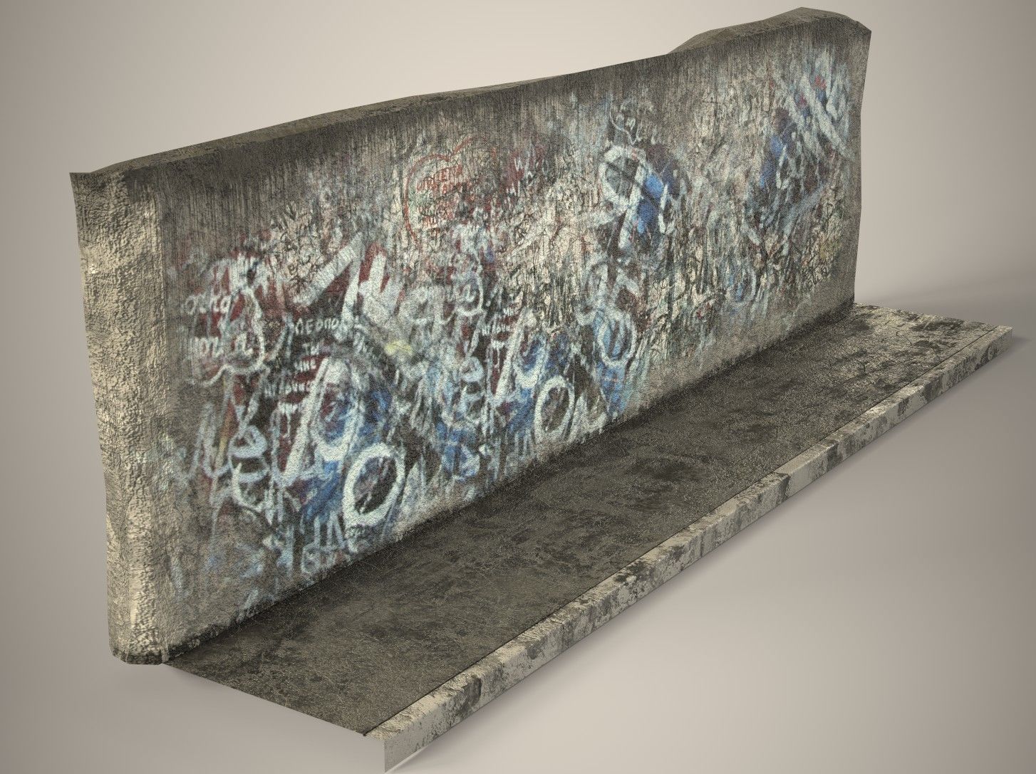 Street Graphity Wall with Sidewalk Low-poly 3D model_1