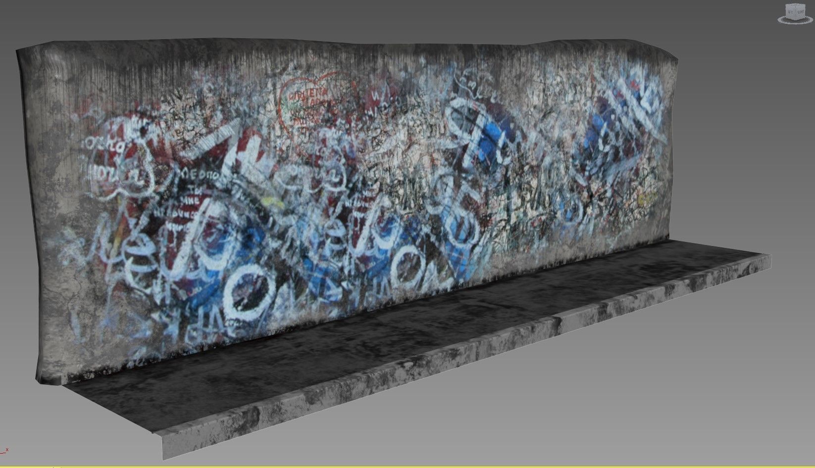 Street Graphity Wall with Sidewalk Low-poly 3D model_10