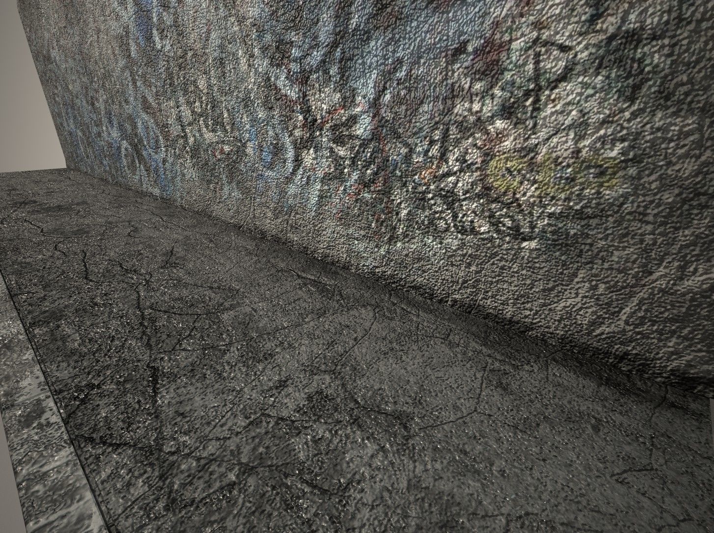 Street Graphity Wall with Sidewalk Low-poly 3D model_5