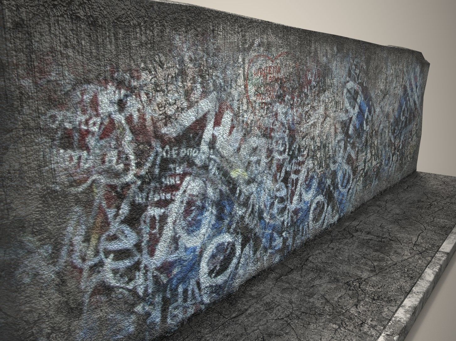 Street Graphity Wall with Sidewalk Low-poly 3D model_9