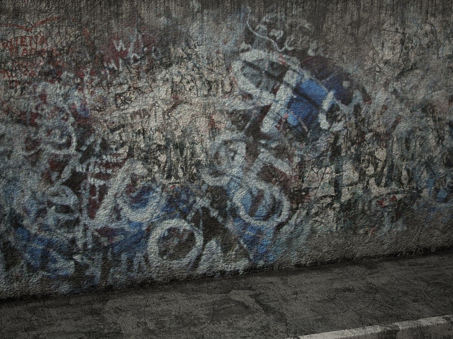 Street Graphity Wall with Sidewalk Low-poly 3D model_7