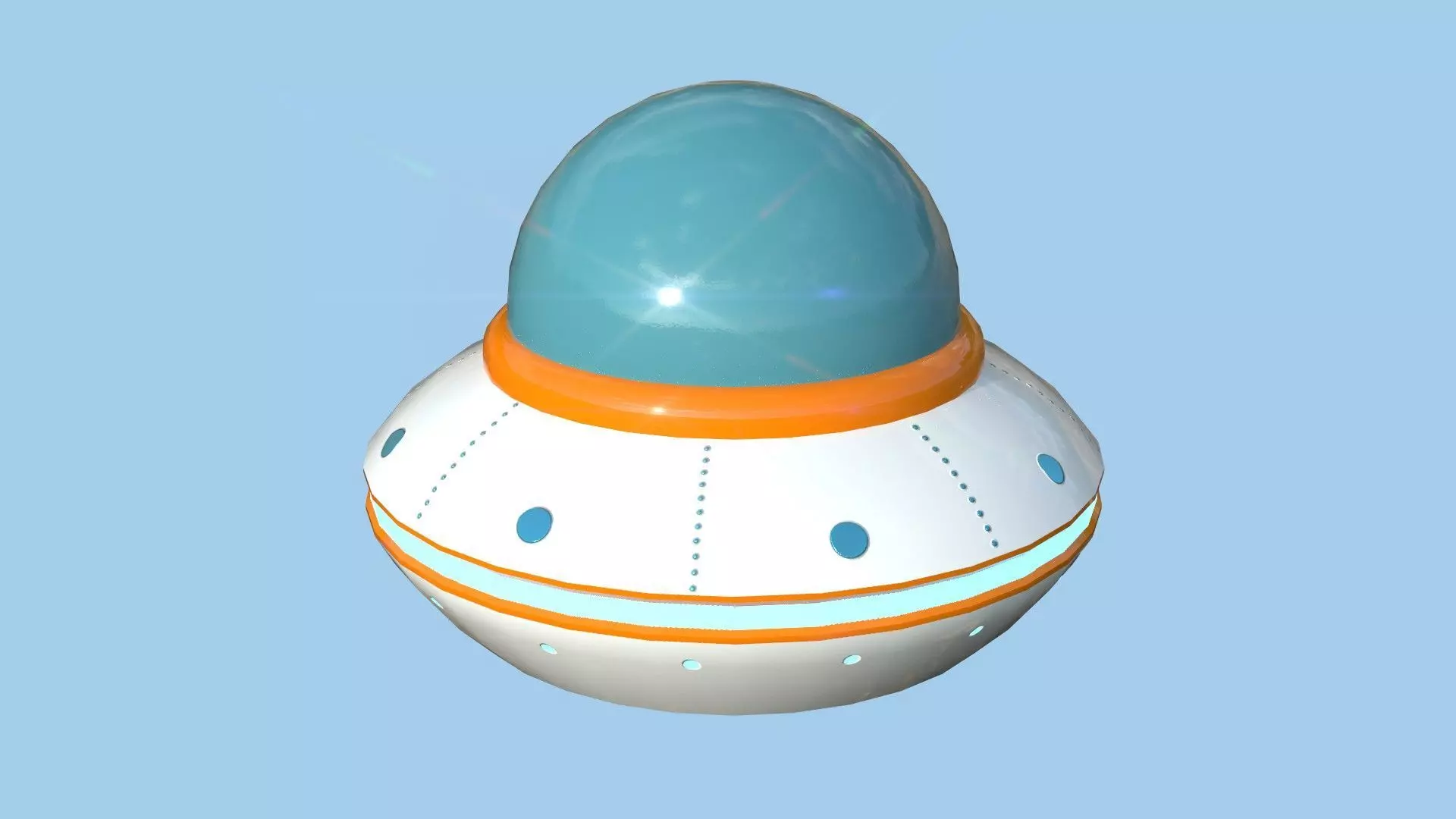 Cartoon UFO A1 - SciFi Flying Saucer - White Orange Low-poly 3D model_0