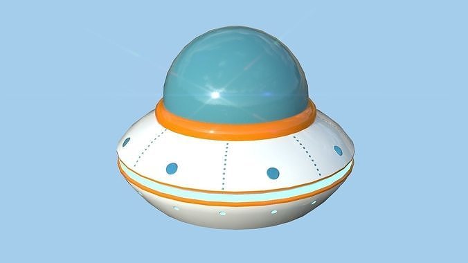 Cartoon UFO A1 - SciFi Flying Saucer - White Orange Low-poly 3D model
