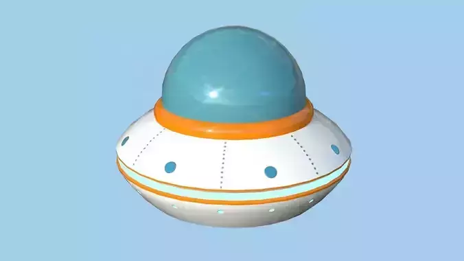 Cartoon UFO A1 - SciFi Flying Saucer - White Orange Low-poly 3D model