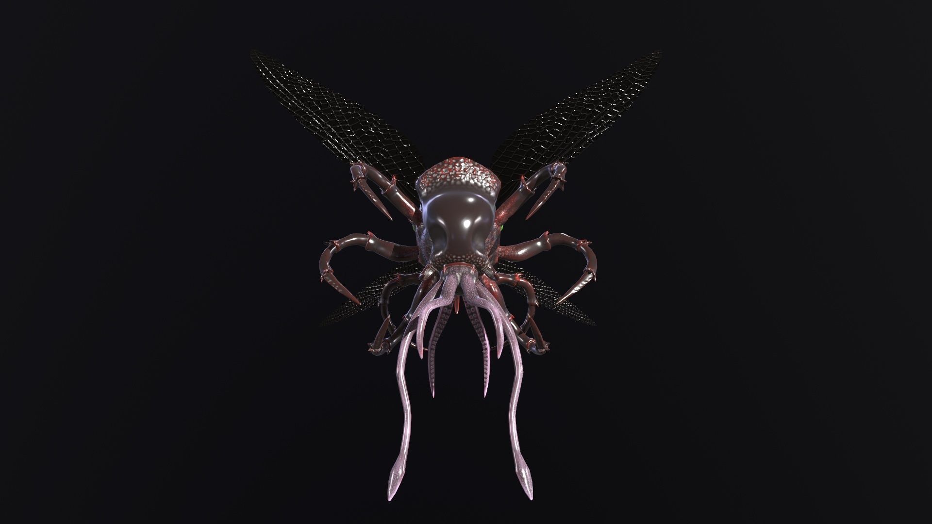 Flying insect Low-poly 3D model_8