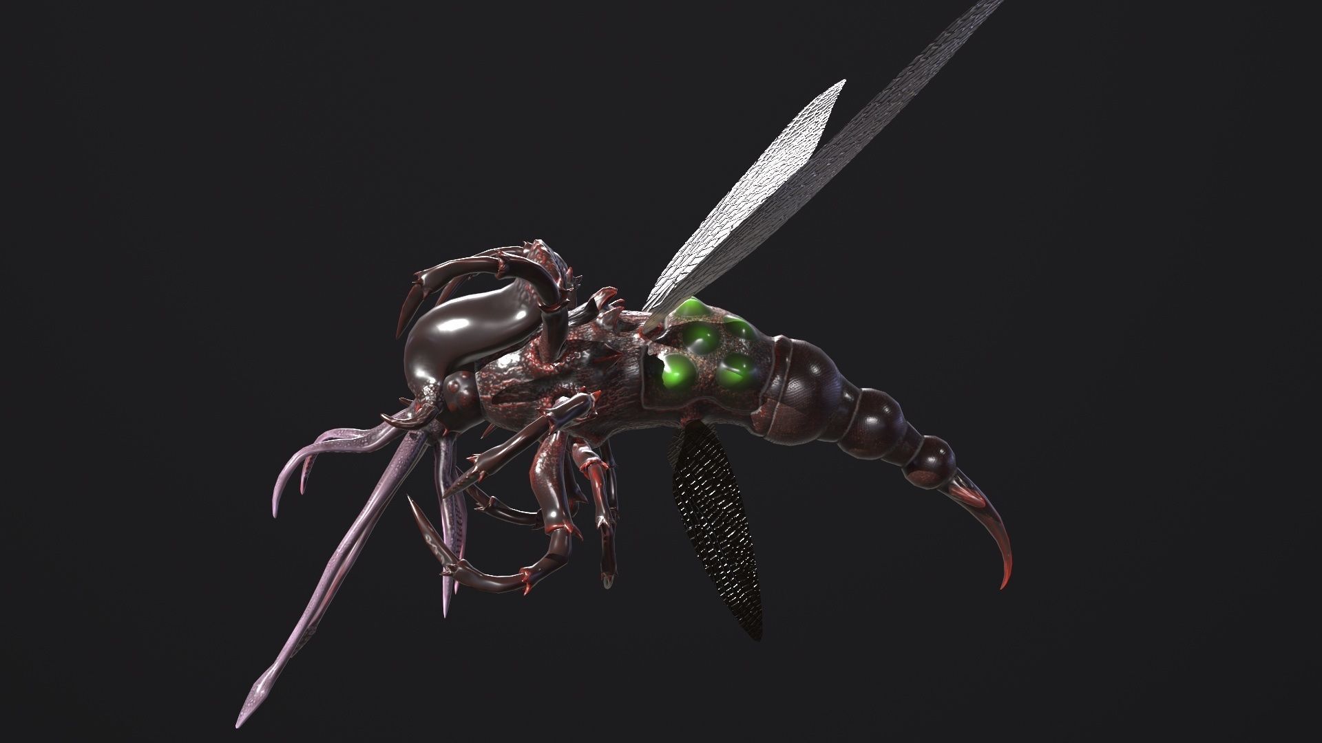 Flying insect Low-poly 3D model_4