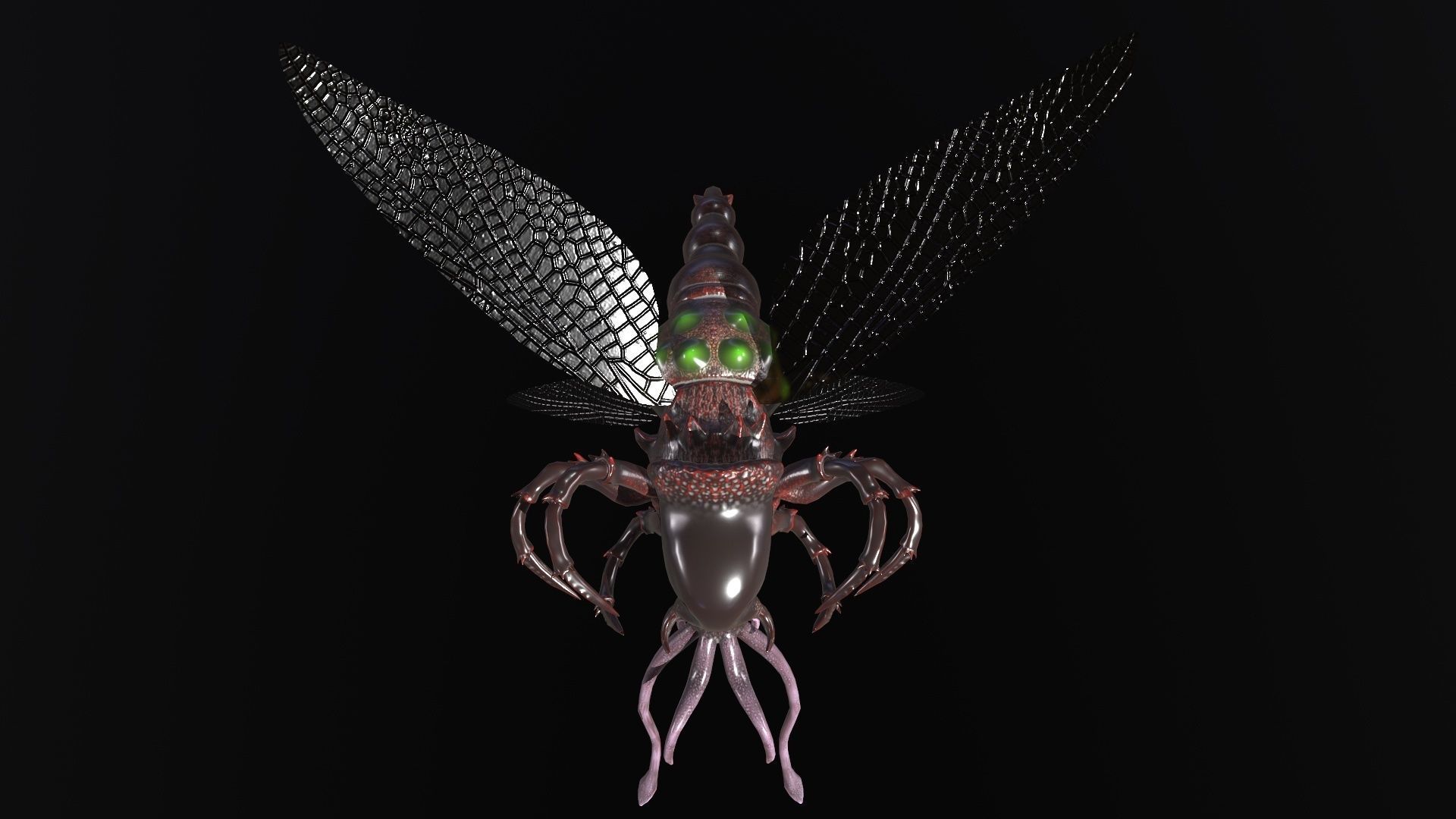 Flying insect Low-poly 3D model_7