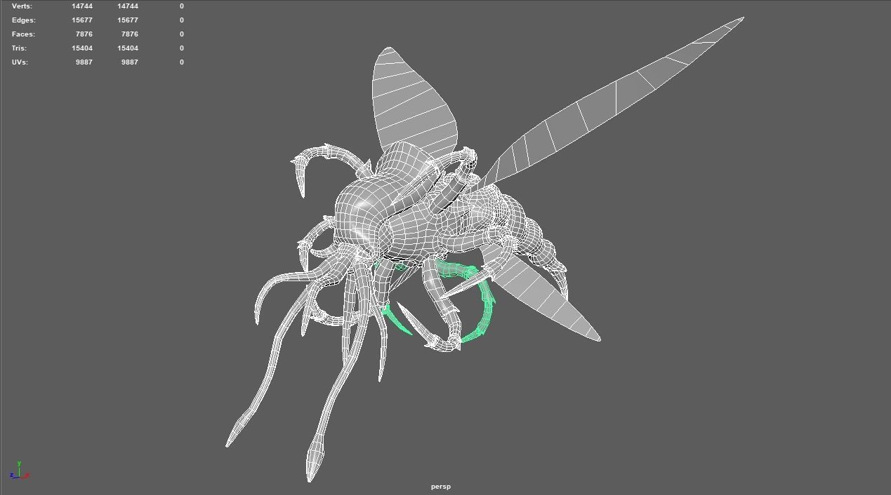 Flying insect Low-poly 3D model_12
