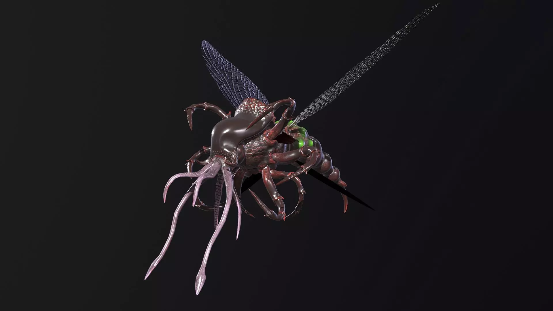 Flying insect Low-poly 3D model_0