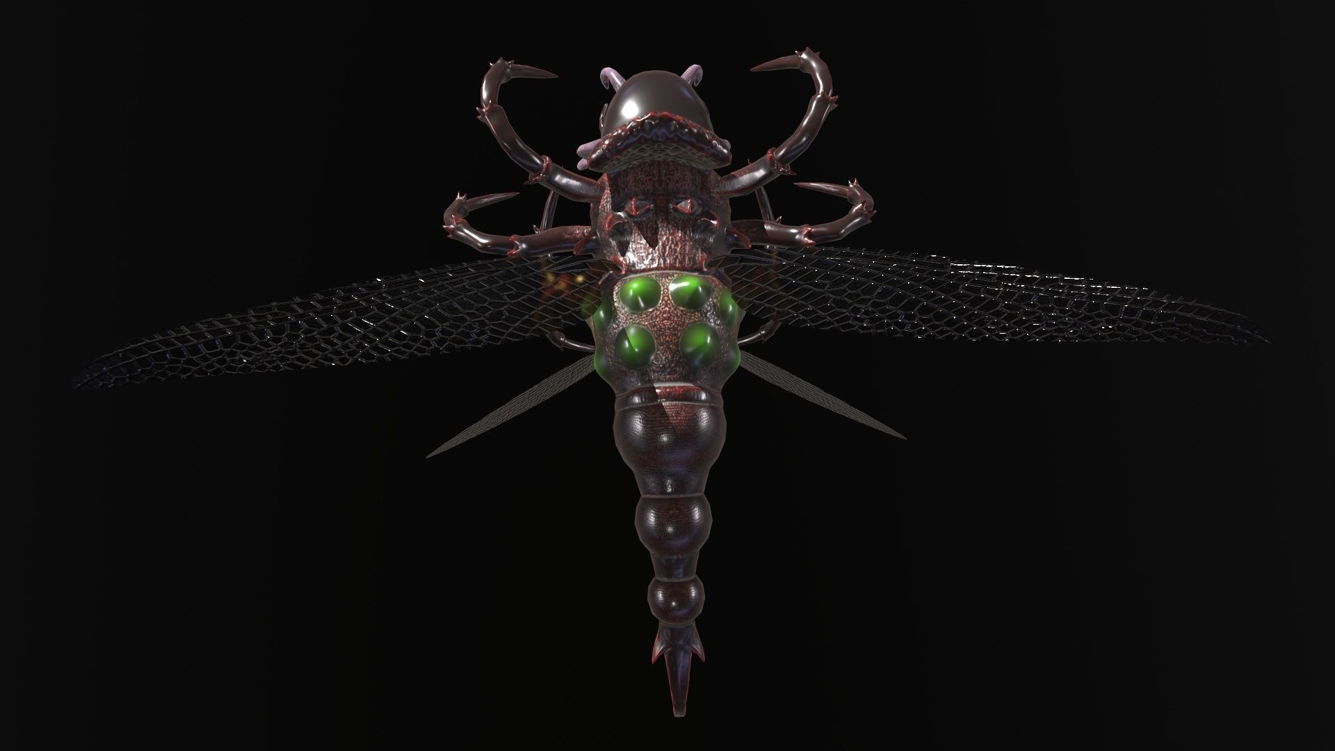 Flying insect Low-poly 3D model_6