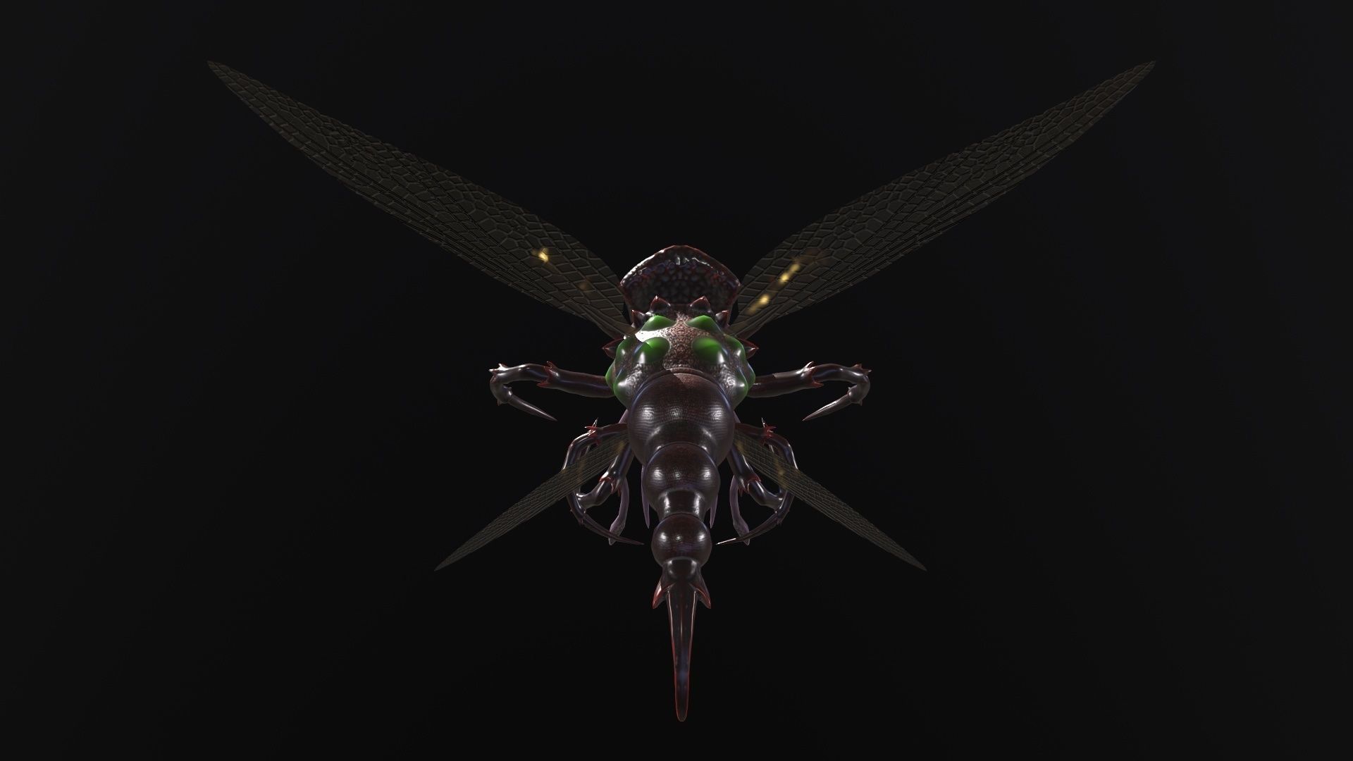 Flying insect Low-poly 3D model_5