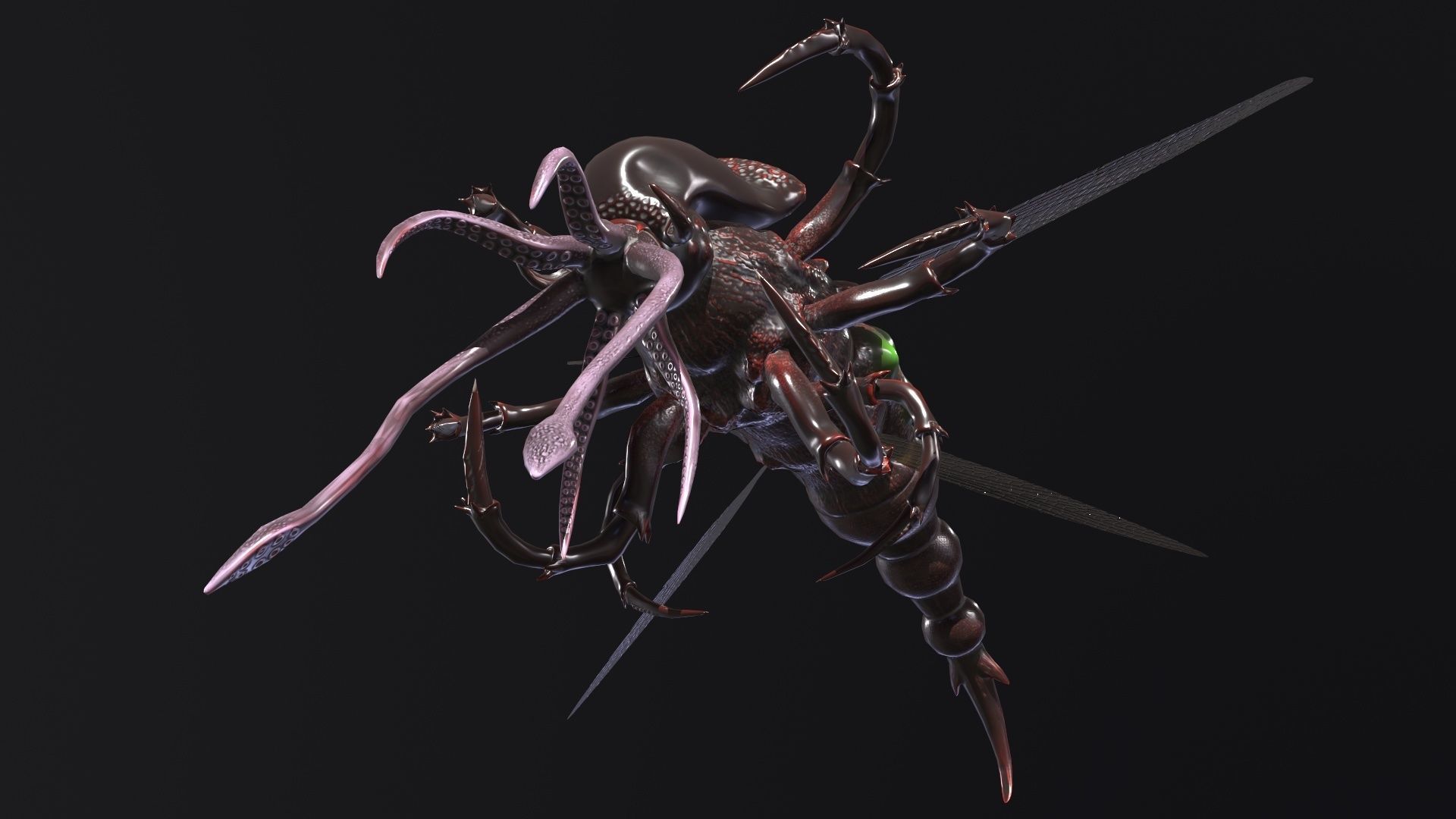 Flying insect Low-poly 3D model_3