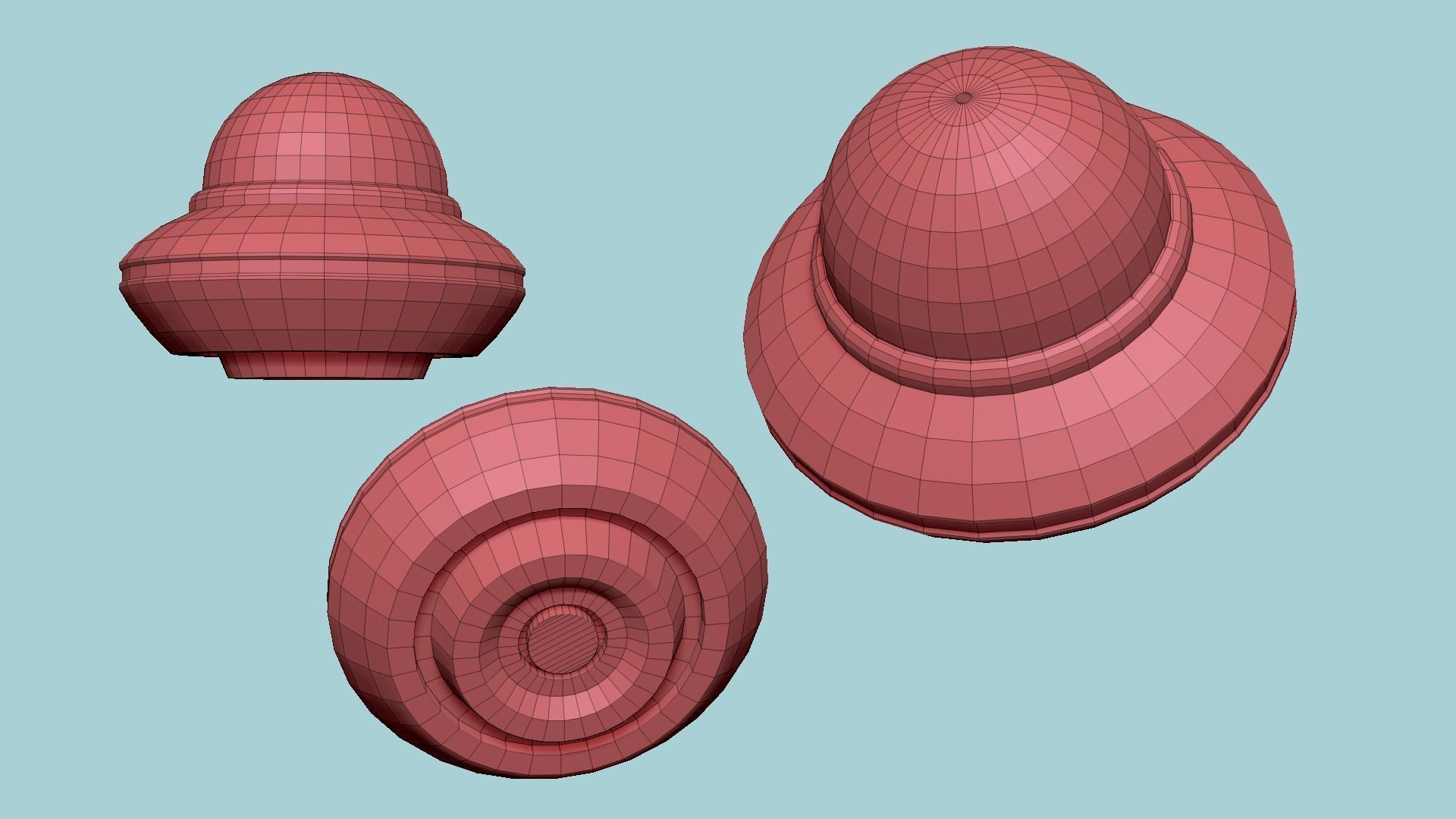 Cartoon UFO A2 - SciFi Flying Saucer - Black Yellow Low-poly 3D model_10
