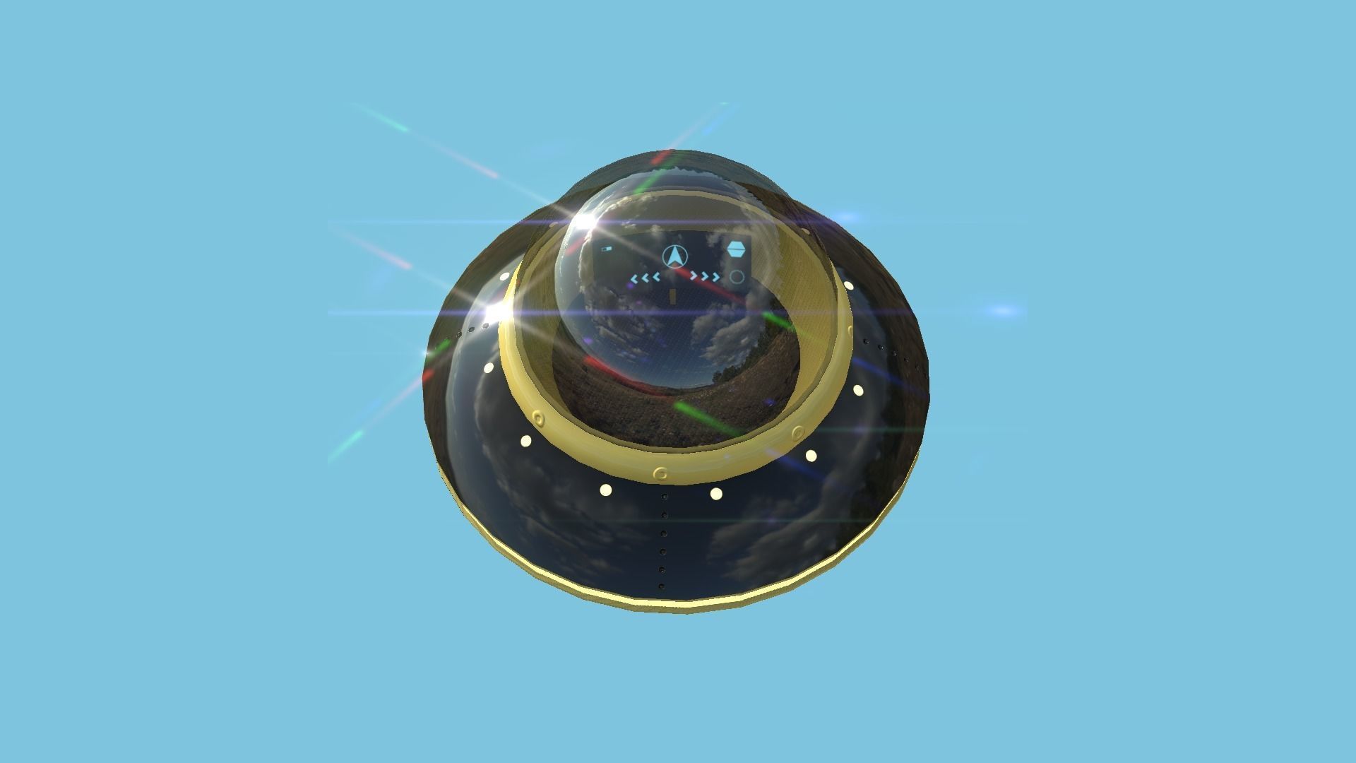 Cartoon UFO A2 - SciFi Flying Saucer - Black Yellow Low-poly 3D model_1