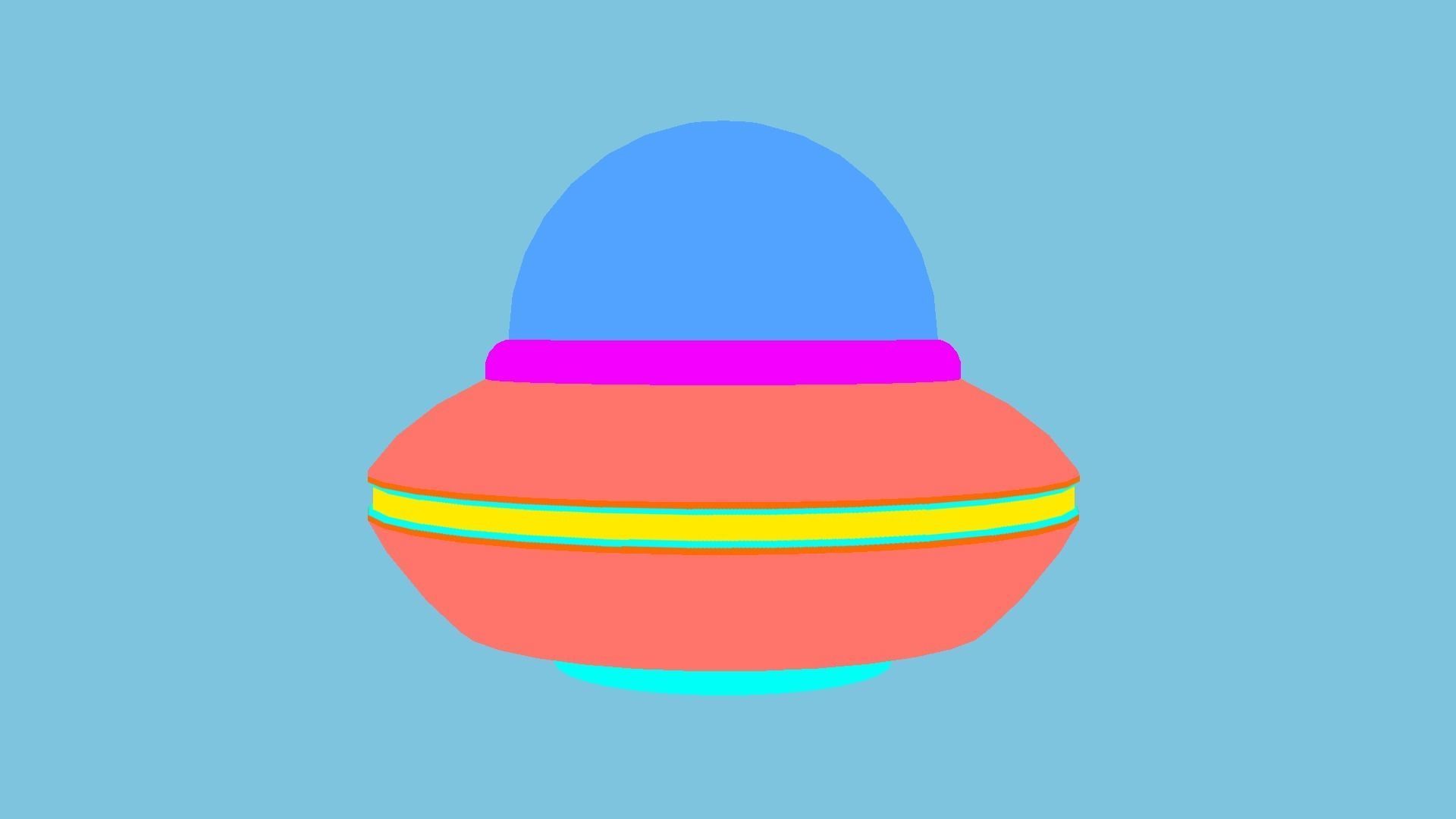 Cartoon UFO A2 - SciFi Flying Saucer - Black Yellow Low-poly 3D model_7
