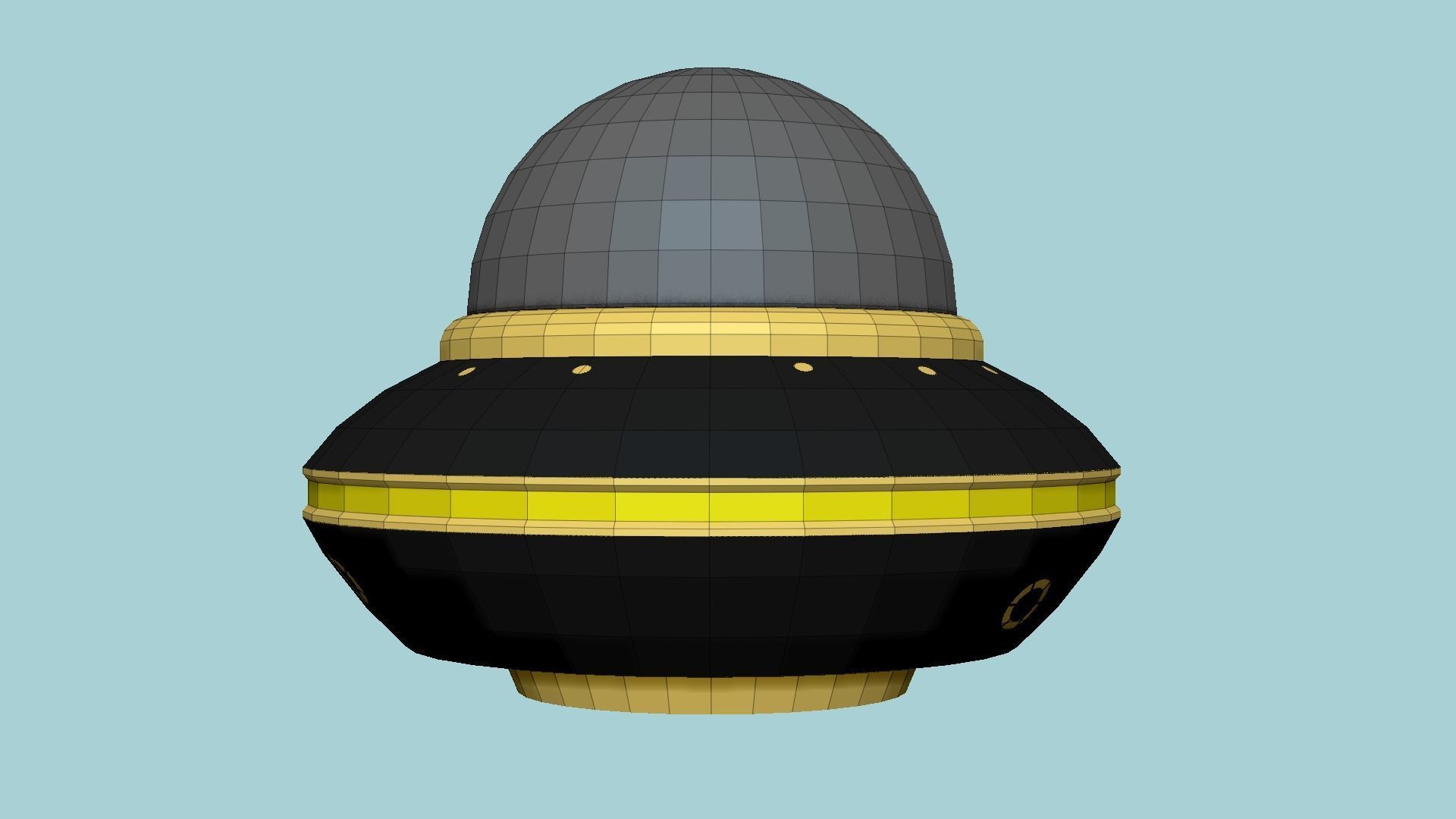 Cartoon UFO A2 - SciFi Flying Saucer - Black Yellow Low-poly 3D model_6