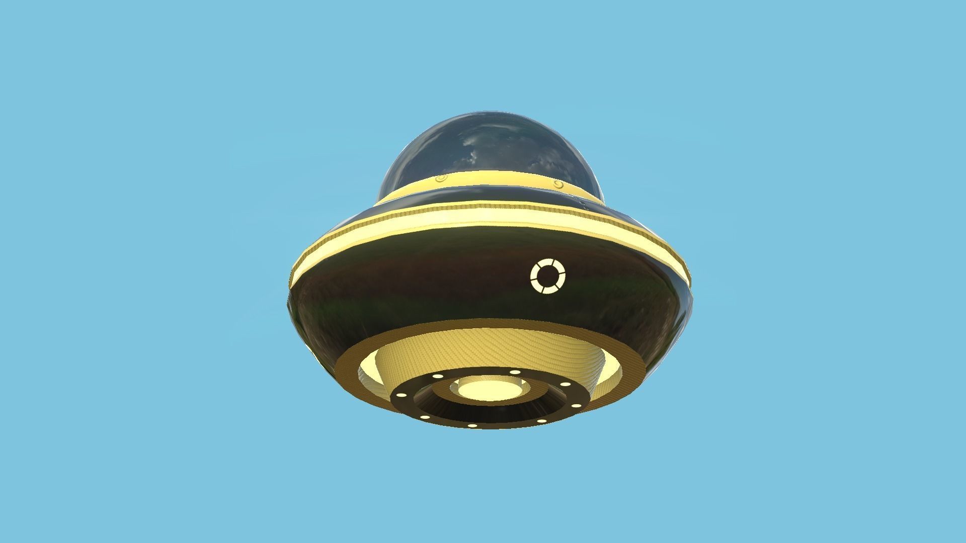Cartoon UFO A2 - SciFi Flying Saucer - Black Yellow Low-poly 3D model_2