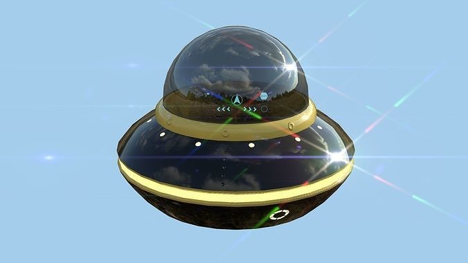 Cartoon UFO A2 - SciFi Flying Saucer - Black Yellow Low-poly 3D model