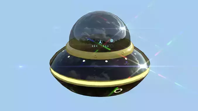 Cartoon UFO A2 - SciFi Flying Saucer - Black Yellow Low-poly 3D model