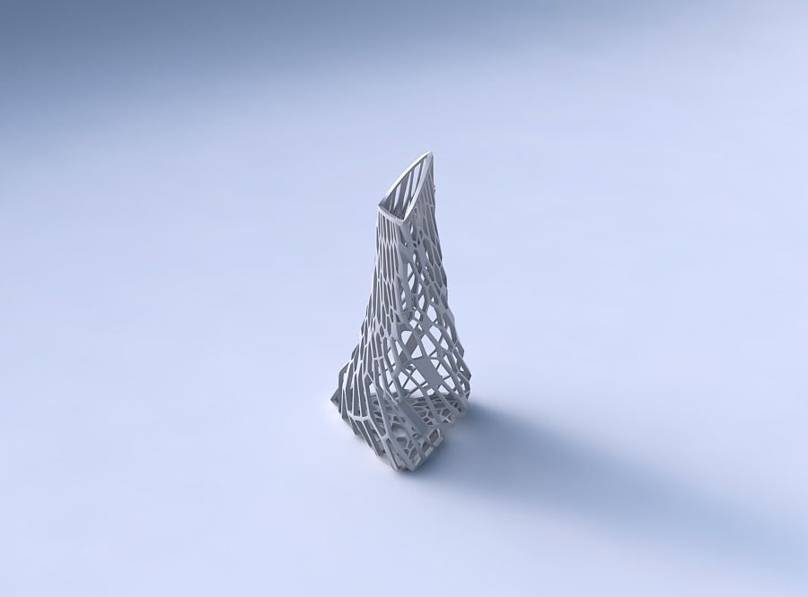 Vase grounded tipping triangle with faceted and twisted organ... 3D print model_3