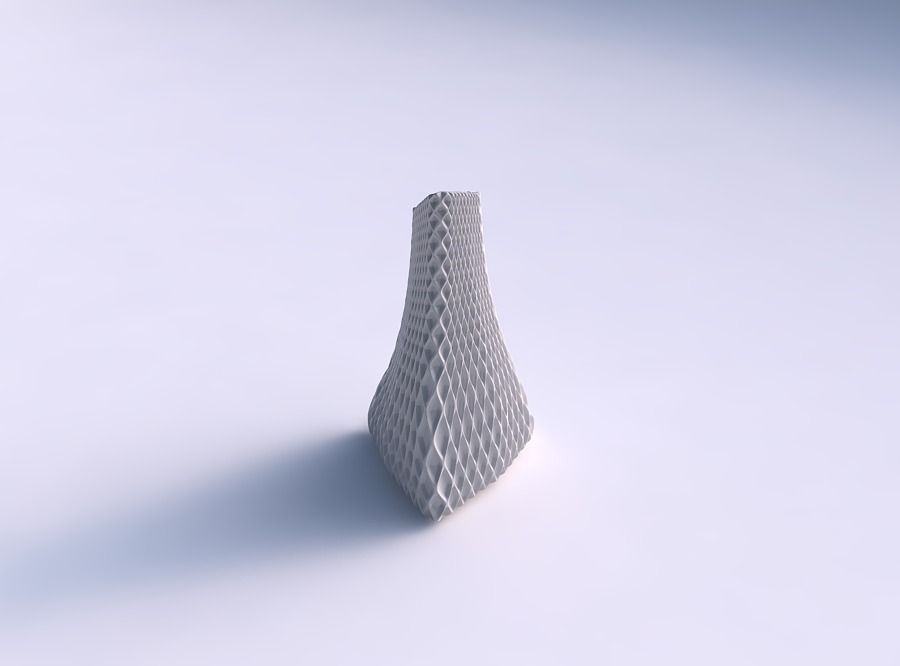Vase grounded tilted triangle with grid piramides 2 3D print model_0