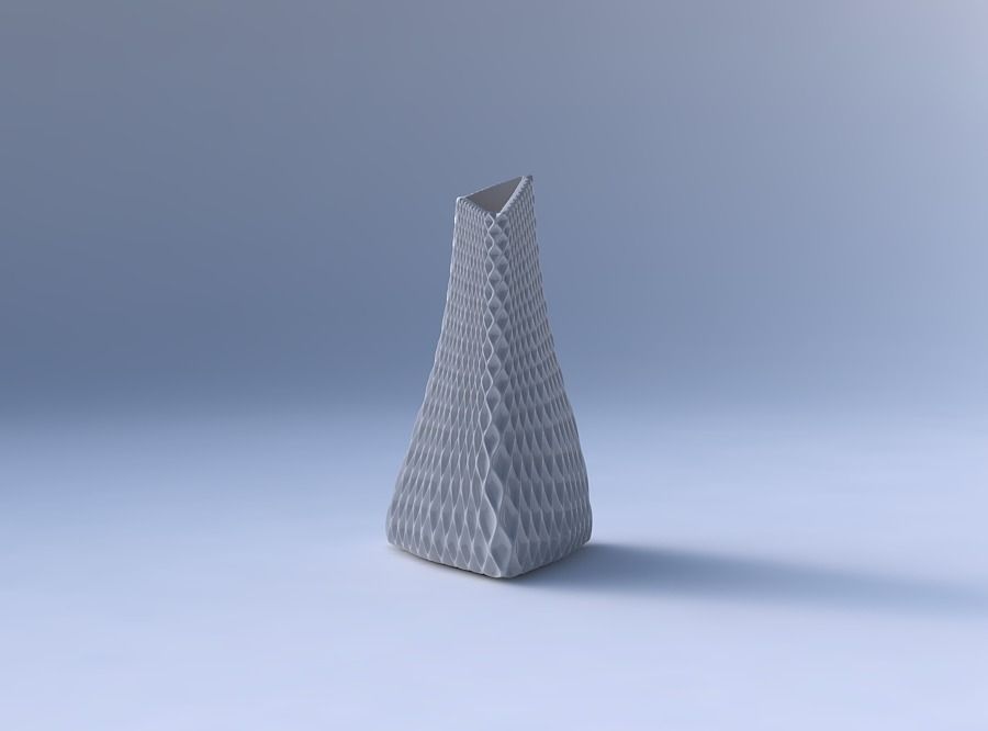 Vase grounded tilted triangle with grid piramides 2 3D print model_4