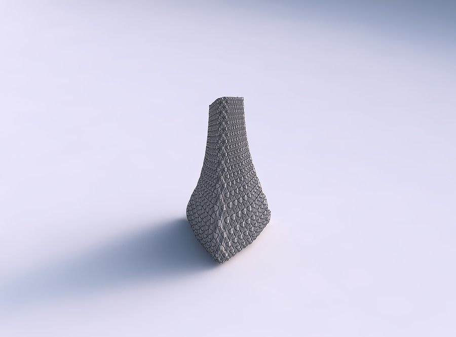 Vase grounded tilted triangle with grid piramides 2 3D print model_5
