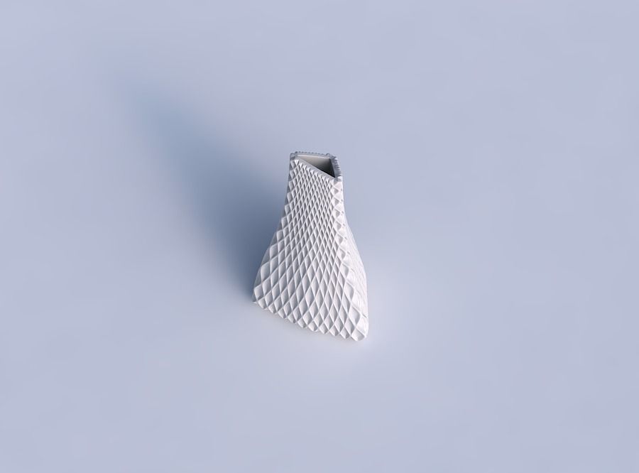 Vase grounded tilted triangle with grid piramides 2 3D print model_1