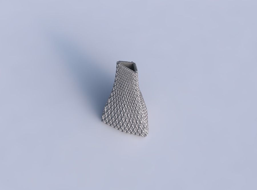 Vase grounded tilted triangle with grid piramides 2 3D print model_6