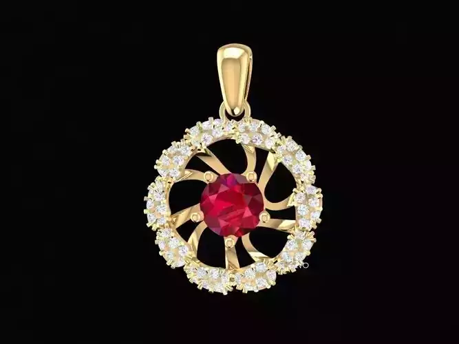 Elegant Round Ruby Diamond Pendant Jewelry 231
