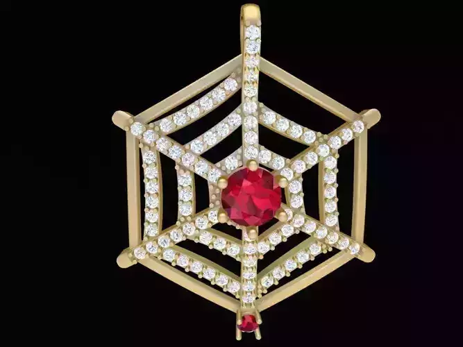 Spider Web Gemstone Diamond Pendant Jewelry  238